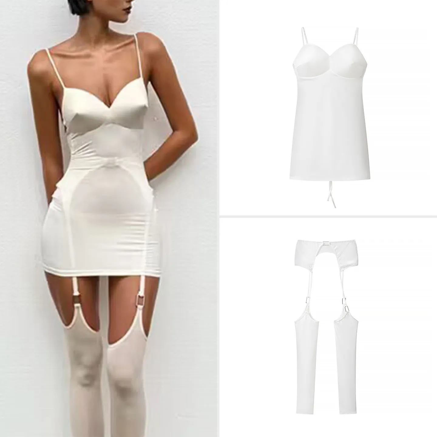 Women's Sexy White Sleeveless 2-Piece Set with Strap Vest And Skirt Summer Fashion Outfit Chinese Brand Zadata Four Seasons
Women's Sexy White Sleeveless 2-Piece Set with Strap Vest And Skirt Summer Fashion Outfit Chinese Brand Zadata Four Seasons