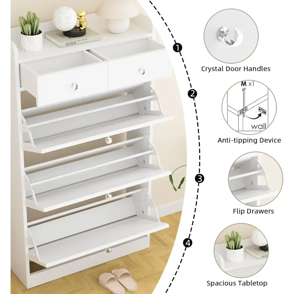 Shoe Cabinet with 3 Flip Drawers and 2 Drawers, Independent Shoe Cabinet with Adjustable Shelves
Shoe Cabinet with 3 Flip Drawers and 2 Drawers, Independent Shoe Cabinet with Adjustable Shelves