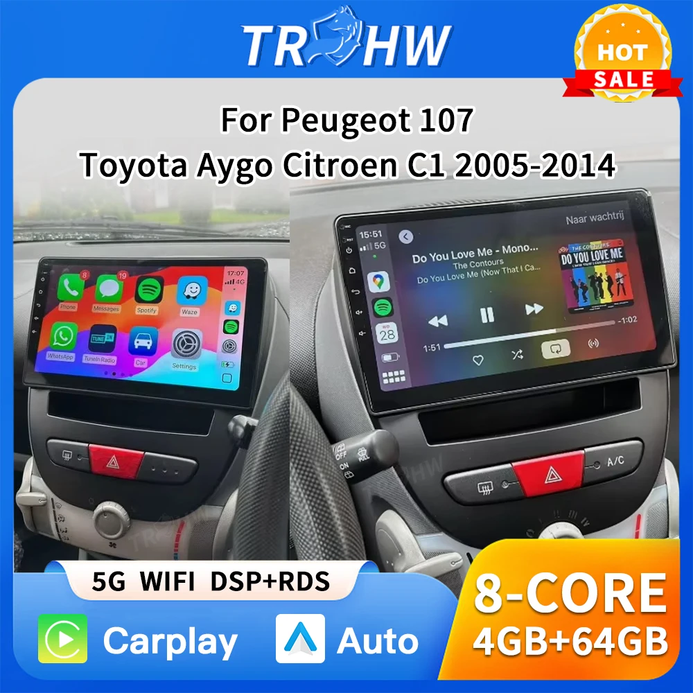 TRHW Car Multimedia Player For Peugeot 107 Toyota Aygo Citroen C1 2005-2014 Head Unit Stereo GPS Navigation BT WIFI
TRHW Car Multimedia Player For Peugeot 107 Toyota Aygo Citroen C1 2005-2014 Head Unit Stereo GPS Navigation BT WIFI