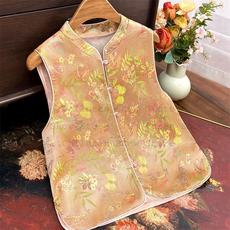 Breathable Print Butterfly Jacket Women New Chinese Style Top Sleeveless Qipao Vest Tradition Button Down Tang Clothes Costume
Breathable Print Butterfly Jacket Women New Chinese Style Top Sleeveless Qipao Vest Tradition Button Down Tang Clothes Costume