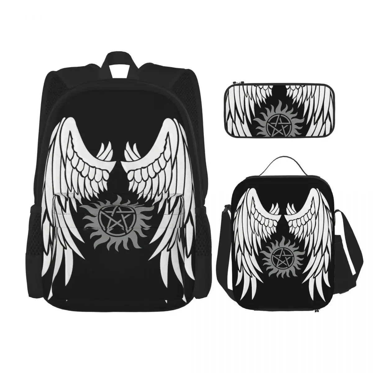 Supernatural Wings And Logo Backpacks Boys Girls Bookbag School Bags Cartoon Kids Rucksack Lunch Bag Pen Bag Three-Piece Set
Supernatural Wings And Logo Backpacks Boys Girls Bookbag School Bags Cartoon Kids Rucksack Lunch Bag Pen Bag Three-Piece Set