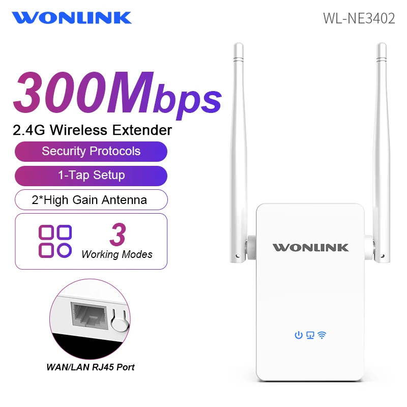 Wonlink 300Mbps WiFi Repeater Wireless Extender Amplifier WiFi Booster 2.4G Signal Router 802.11N Long Range Signal WiFi Router
Wonlink 300Mbps WiFi Repeater Wireless Extender Amplifier WiFi Booster 2.4G Signal Router 802.11N Long Range Signal WiFi Router