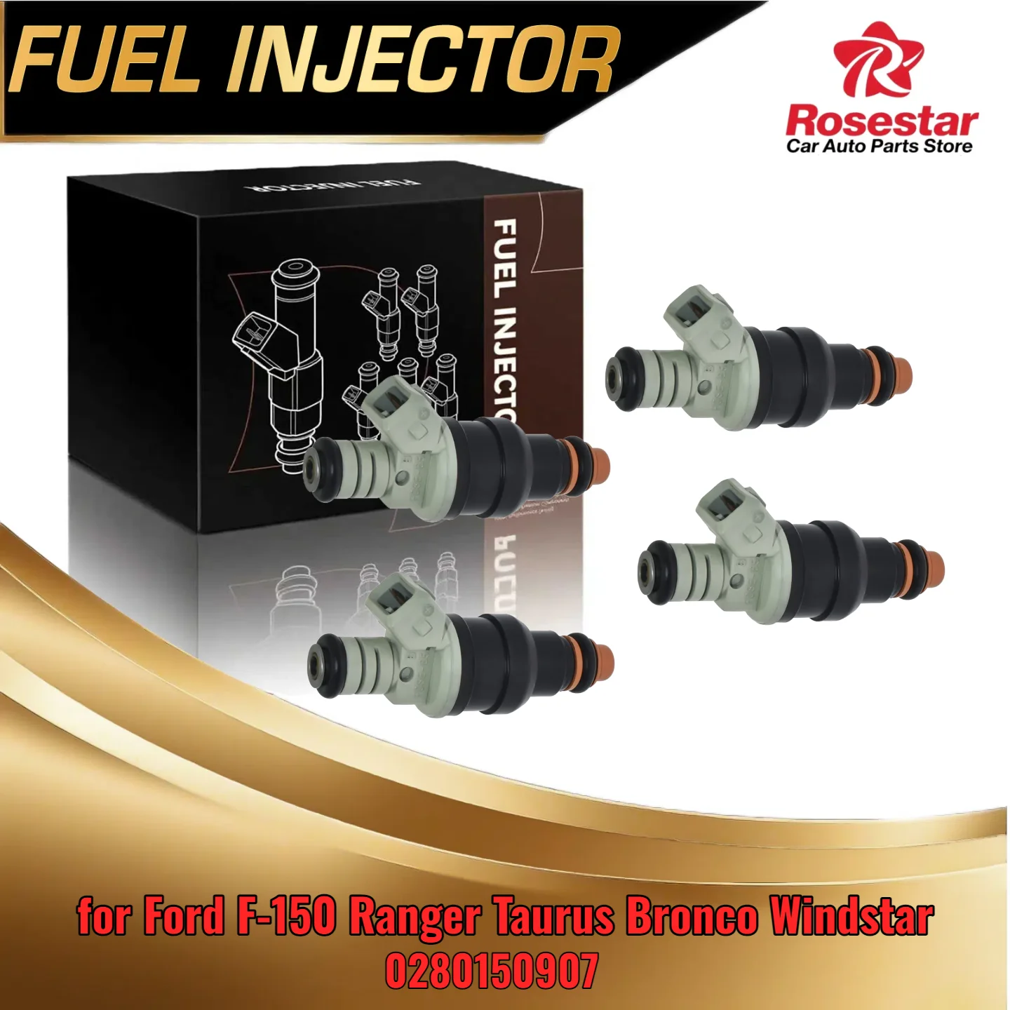 4PCS Fuel Injector Set for Ford Ranger F-150 for Ford Taurus Bronco replaces OEM 0280150941 0280150907
4PCS Fuel Injector Set for Ford Ranger F-150 for Ford Taurus Bronco replaces OEM 0280150941 0280150907
