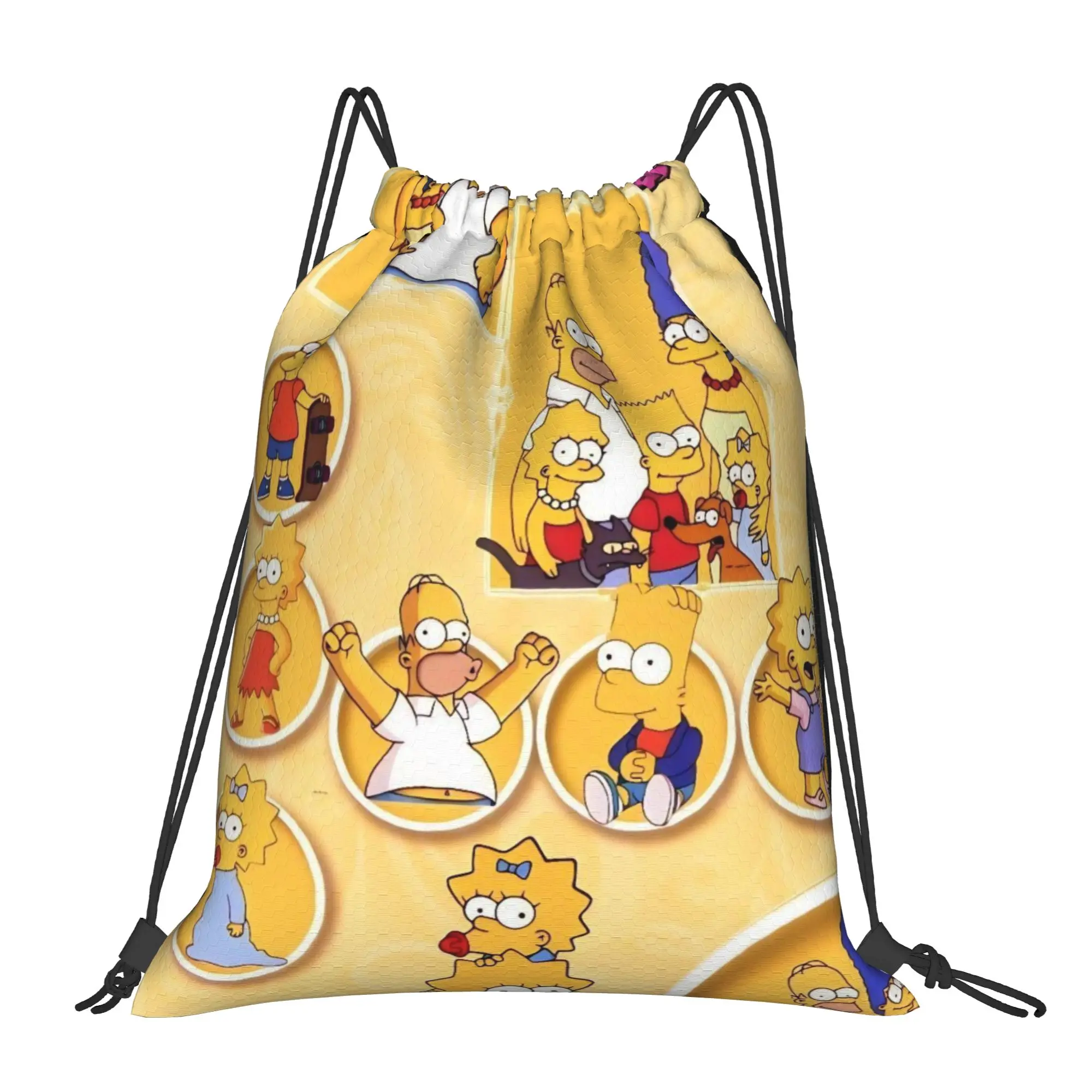 Simpsons Cartoon Drawstring Backpack Sports Gym Sackpack Water Resistant String Bags for Exercise