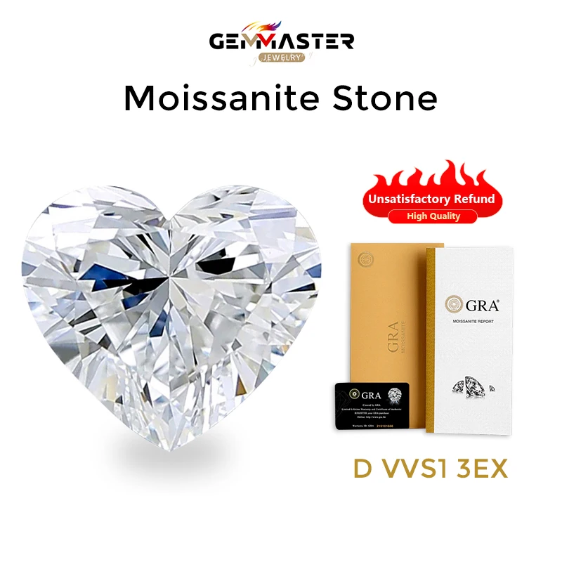 with GRA Certificate Pure Moissanite Stones Heart Cut D VVS1 3EX 0.5-6ct Synthetic Diamond
with GRA Certificate Pure Moissanite Stones Heart Cut D VVS1 3EX 0.5-6ct Synthetic Diamond
