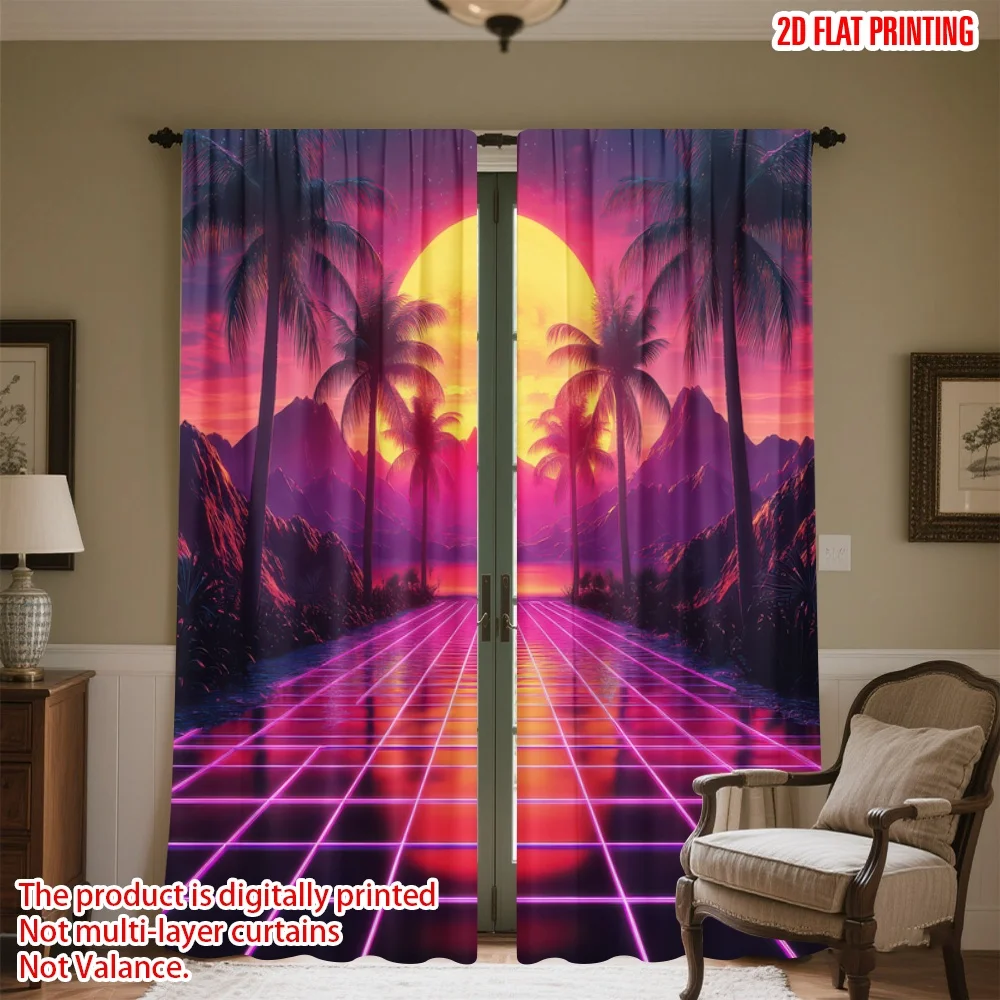 2D flat printing 2pcs Curtains Retro Sunset Palm Beach Digital Printed Polyester Drapes Family Party Decoration Perfect for
2D flat printing 2pcs Curtains Retro Sunset Palm Beach Digital Printed Polyester Drapes Family Party Decoration Perfect for