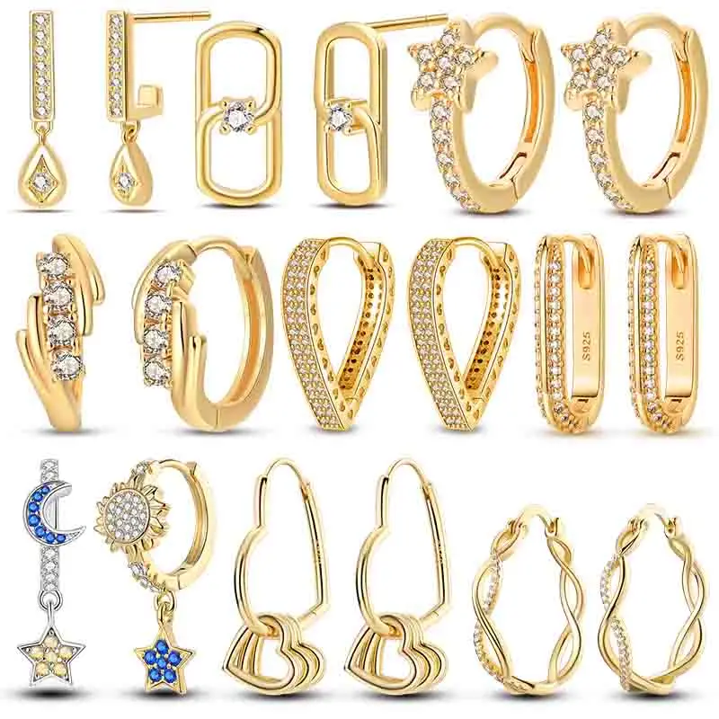 925 Sterling Silver Gold Yellow Circular Hoop Earrings Golden Earring Fit Original Charms Diy Fine Jewelry For Fashion Women
925 Sterling Silver Gold Yellow Circular Hoop Earrings Golden Earring Fit Original Charms Diy Fine Jewelry For Fashion Women