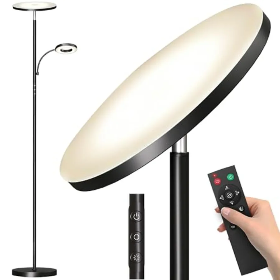 Floor Lamp, Upgraded 42W 4000LM Super Bright LED Floor Lamp for Living Room Bedroom, Dimmable Standing Reading Floor Lamps with
Floor Lamp, Upgraded 42W 4000LM Super Bright LED Floor Lamp for Living Room Bedroom, Dimmable Standing Reading Floor Lamps with