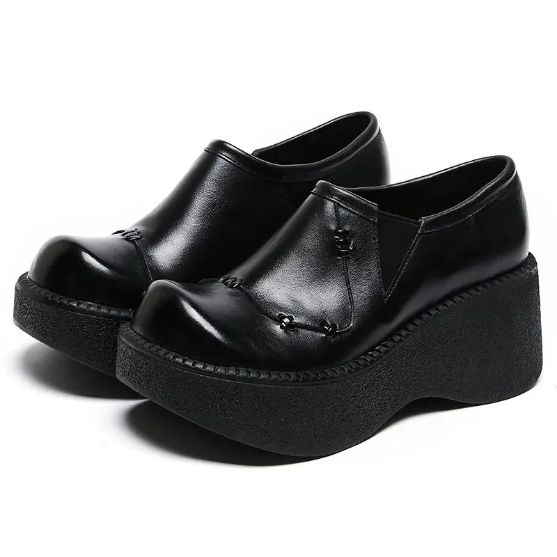 6.5CM Handmade Wedges Heel Shoes Women Wide Head Design Genuine Leather Slip On Loafers Comfort Versatile Casual Lady Shoes
6.5CM Handmade Wedges Heel Shoes Women Wide Head Design Genuine Leather Slip On Loafers Comfort Versatile Casual Lady Shoes