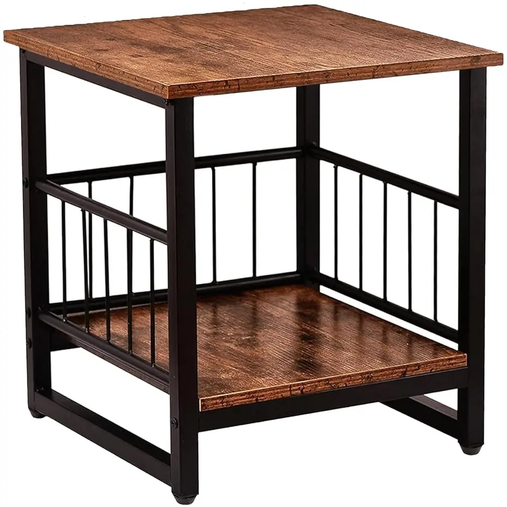 End Table, Industrial Side Table With 2-Tire Storage Shelf, 180Lbs Mini Fridge Stand With Adjustable Feet, 18""X18"" Wood Night
End Table, Industrial Side Table With 2-Tire Storage Shelf, 180Lbs Mini Fridge Stand With Adjustable Feet, 18""X18"" Wood Night