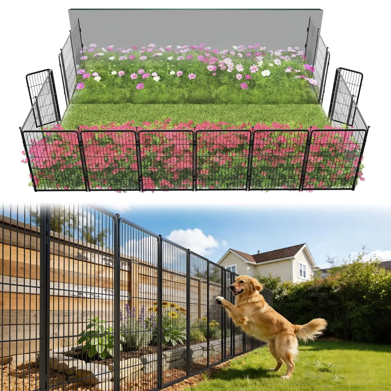 Garden Fence Outdoor for the Yard – 40in(H) x 36.4ft(L) Heavy Duty Metal Animal Barrier for Dog, No Dig Decorative, Customized
Garden Fence Outdoor for the Yard – 40in(H) x 36.4ft(L) Heavy Duty Metal Animal Barrier for Dog, No Dig Decorative, Customized