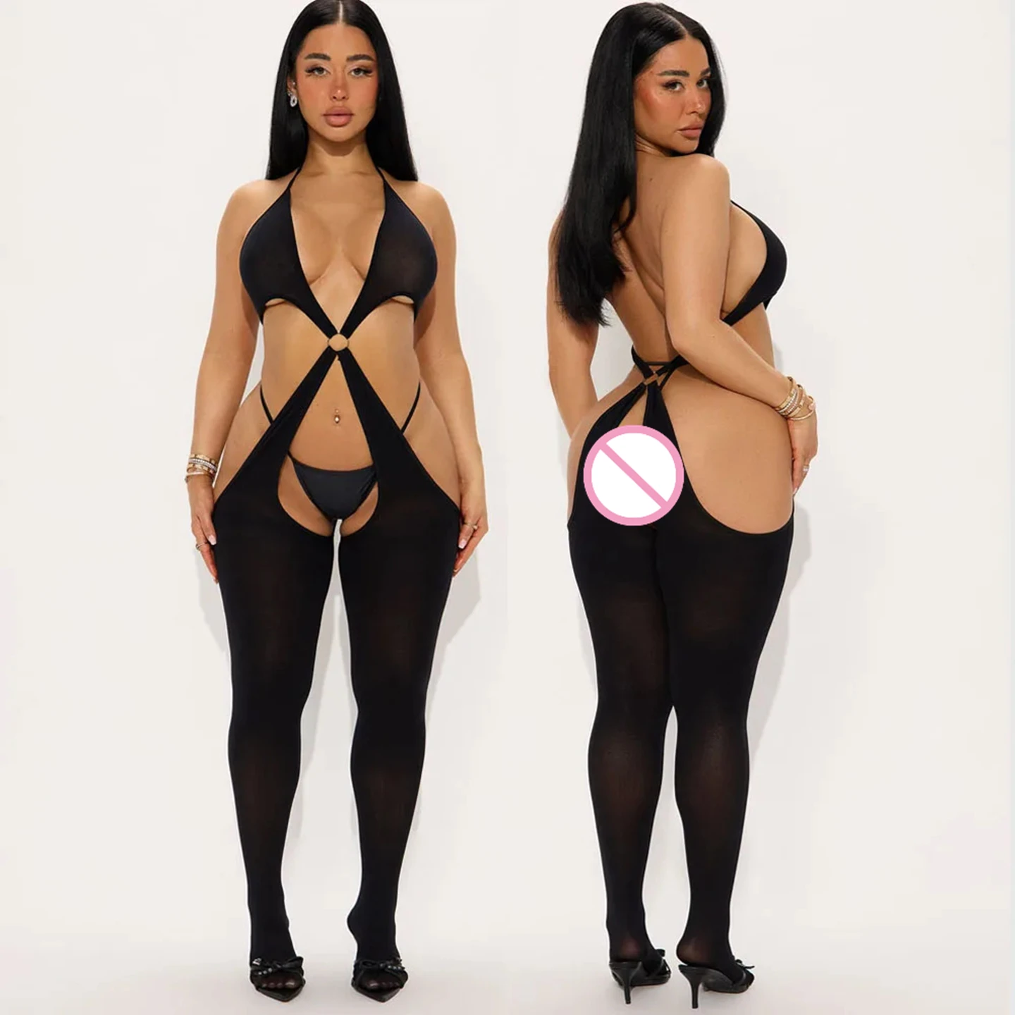 Сексуальный комплект Lingеrie, ажурные шелковые чулки для тела, боди с лямкой на шее, женский комбинезон без груди с вырезами и крестиком, чулки с высокой талией
Сексуальный комплект Lingеrie, ажурные шелковые чулки для тела, боди с лямкой на шее, женский комбинезон без груди с вырезами и крестиком, чулки с высокой талией