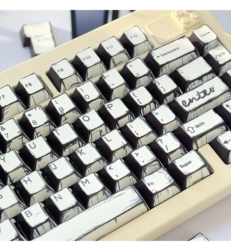 New comic wind white mechanical keyboard keycap PBT sublimation cherry original factory highly adapted wooting Mega lion
New comic wind white mechanical keyboard keycap PBT sublimation cherry original factory highly adapted wooting Mega lion