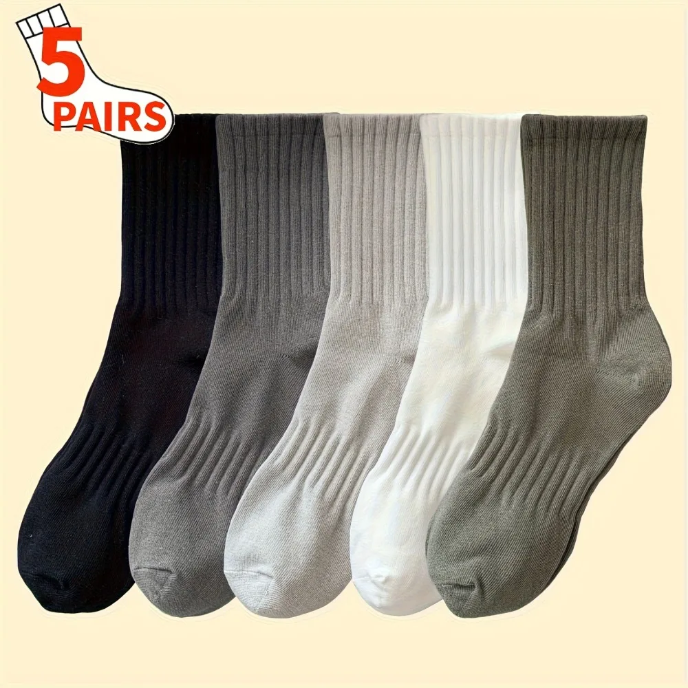 5-парные мужские носки средней длины, мужские спортивные носки, однотонные модные носки, которые можно носить на весь год, круглые впитывающие пот носки
5-парные мужские носки средней длины, мужские спортивные носки, однотонные модные носки, которые можно носить на весь год, круглые впитывающие пот носки