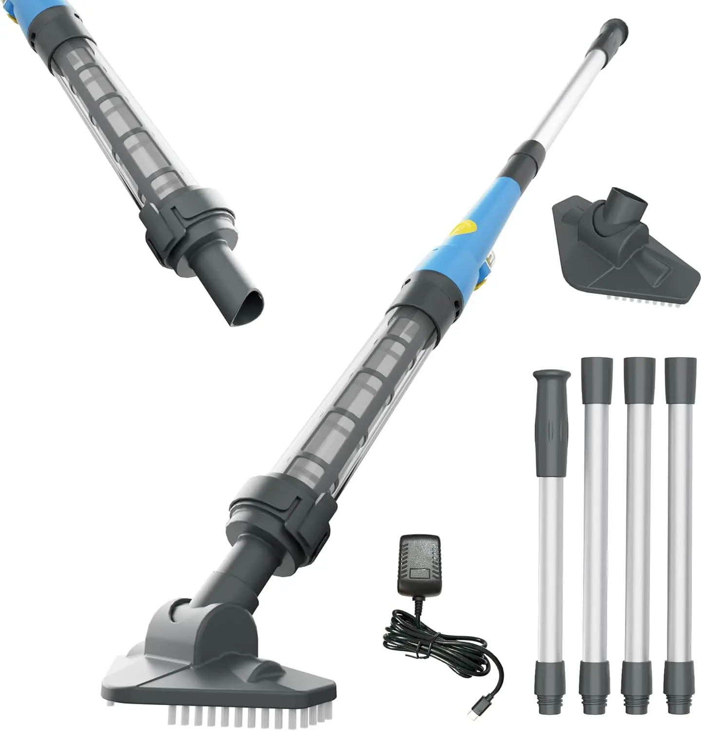 Handheld Cordless Pool Vacuum Cleaner for Above Ground Pools, Lightweight with 2 Brush Heads and 60 Min Runtime
Handheld Cordless Pool Vacuum Cleaner for Above Ground Pools, Lightweight with 2 Brush Heads and 60 Min Runtime