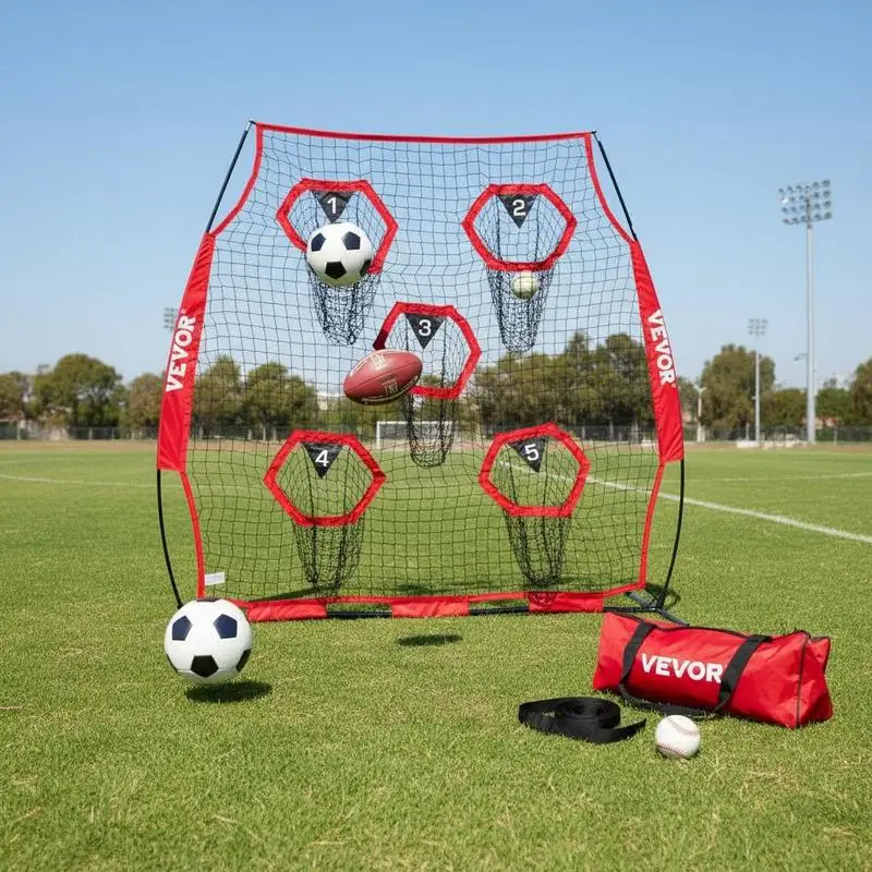 6 x 6 ft Football Trainer Throwing Net, Training Throwing Target Practice Net with 5 Target Pockets, Knotless Net Includes Straps and Portable Carry Case, Improve QB Throwing Accuracy, Red
6 x 6 ft Football Trainer Throwing Net, Training Throwing Target Practice Net with 5 Target Pockets, Knotless Net Includes Straps and Portable Carry Case, Improve QB Throwing Accuracy, Red