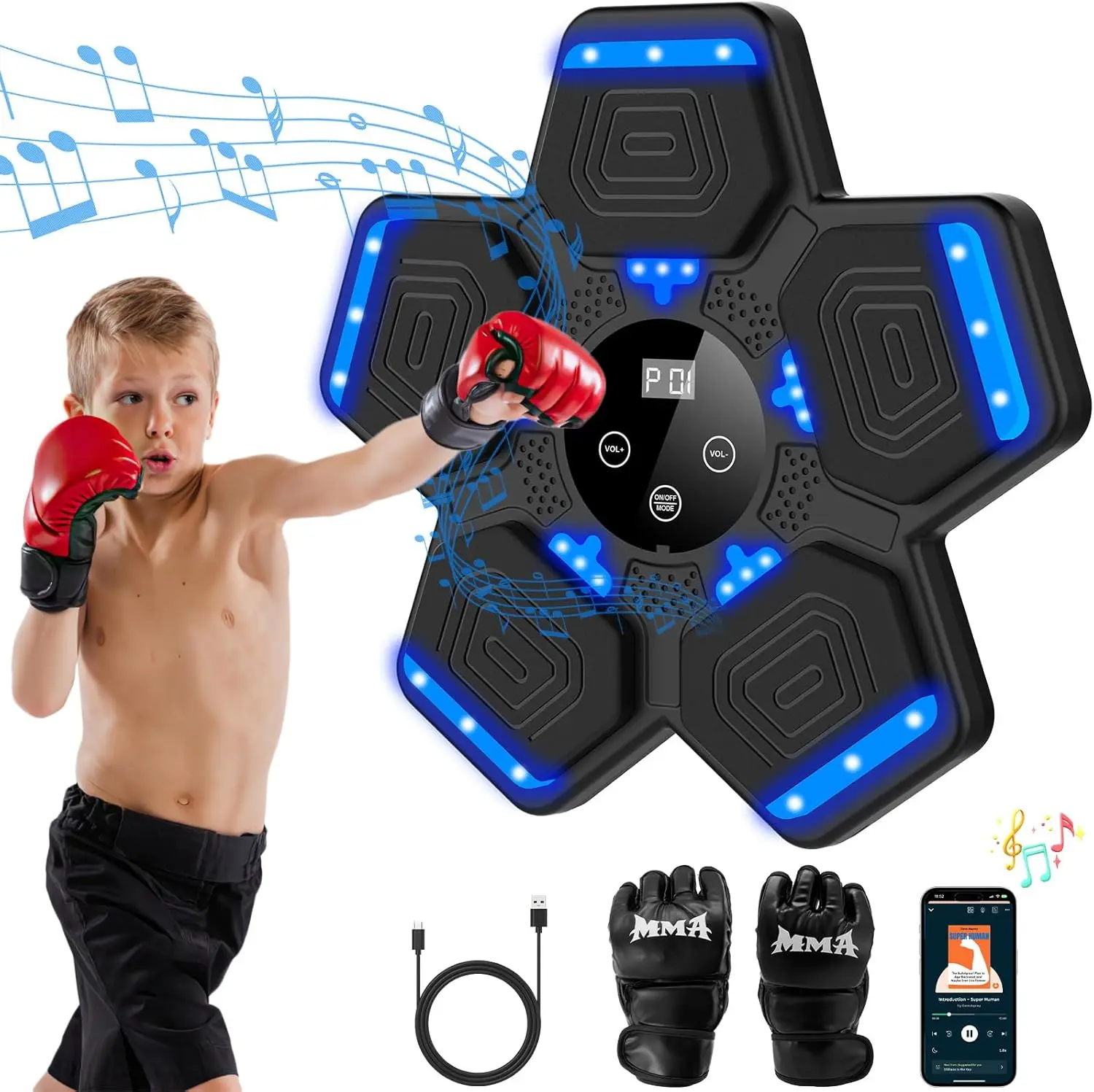 Music Boxing Machine for Adults & Kids - Smart Punching Pad with Gloves, Wall Mount, Bluetooth, Home/Office/Gym
Music Boxing Machine for Adults & Kids - Smart Punching Pad with Gloves, Wall Mount, Bluetooth, Home/Office/Gym