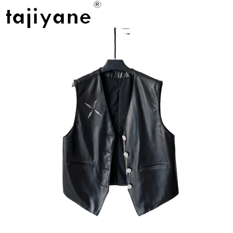 TAJIYANE Genuine Sheepskin Vest Women V-Neck Motorcycle Waistcoat Autumn Sleeveless Short Real Leather Jacket Woman Clothing2026
TAJIYANE Genuine Sheepskin Vest Women V-Neck Motorcycle Waistcoat Autumn Sleeveless Short Real Leather Jacket Woman Clothing2026