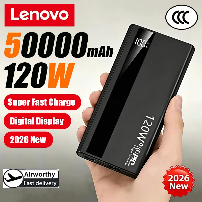 Lenovo 2026 Large Capacity 50000mAh Powerbank 66W Fast Charging LEDPower Bank Portable Battery Charger Supply For Iphone Samsung
Lenovo 2026 Large Capacity 50000mAh Powerbank 66W Fast Charging LEDPower Bank Portable Battery Charger Supply For Iphone Samsung