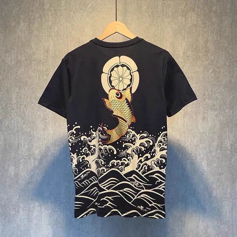 Yokosuka Style Carp Short-Sleeved T-shirt Cotton Half Sleeve Top Chinese Men's Casual Couple
Yokosuka Style Carp Short-Sleeved T-shirt Cotton Half Sleeve Top Chinese Men's Casual Couple