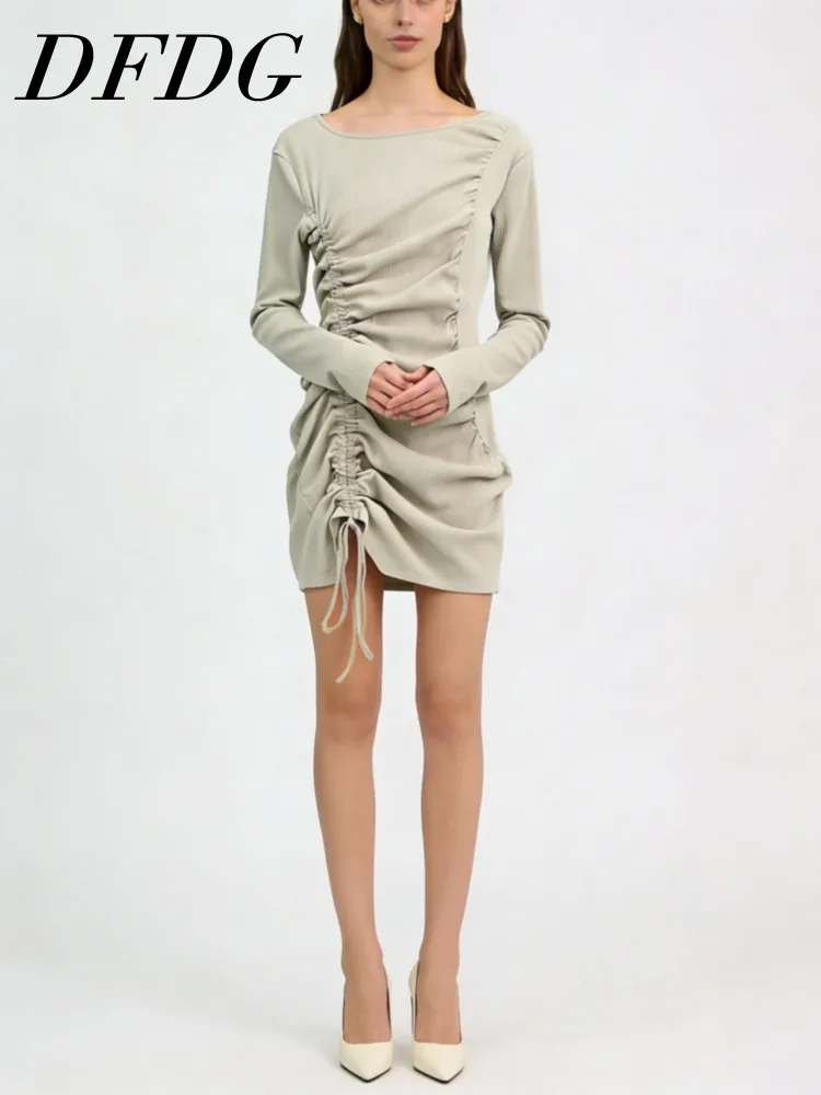 Женское мини-платье DFDG с длинным рукавом, драпировкой и завязками, облегающее, для весны-лета, повседневное, для вечеринок, модное, трендовое, 2026
Женское мини-платье DFDG с длинным рукавом, драпировкой и завязками, облегающее, для весны-лета, повседневное, для вечеринок, модное, трендовое, 2026