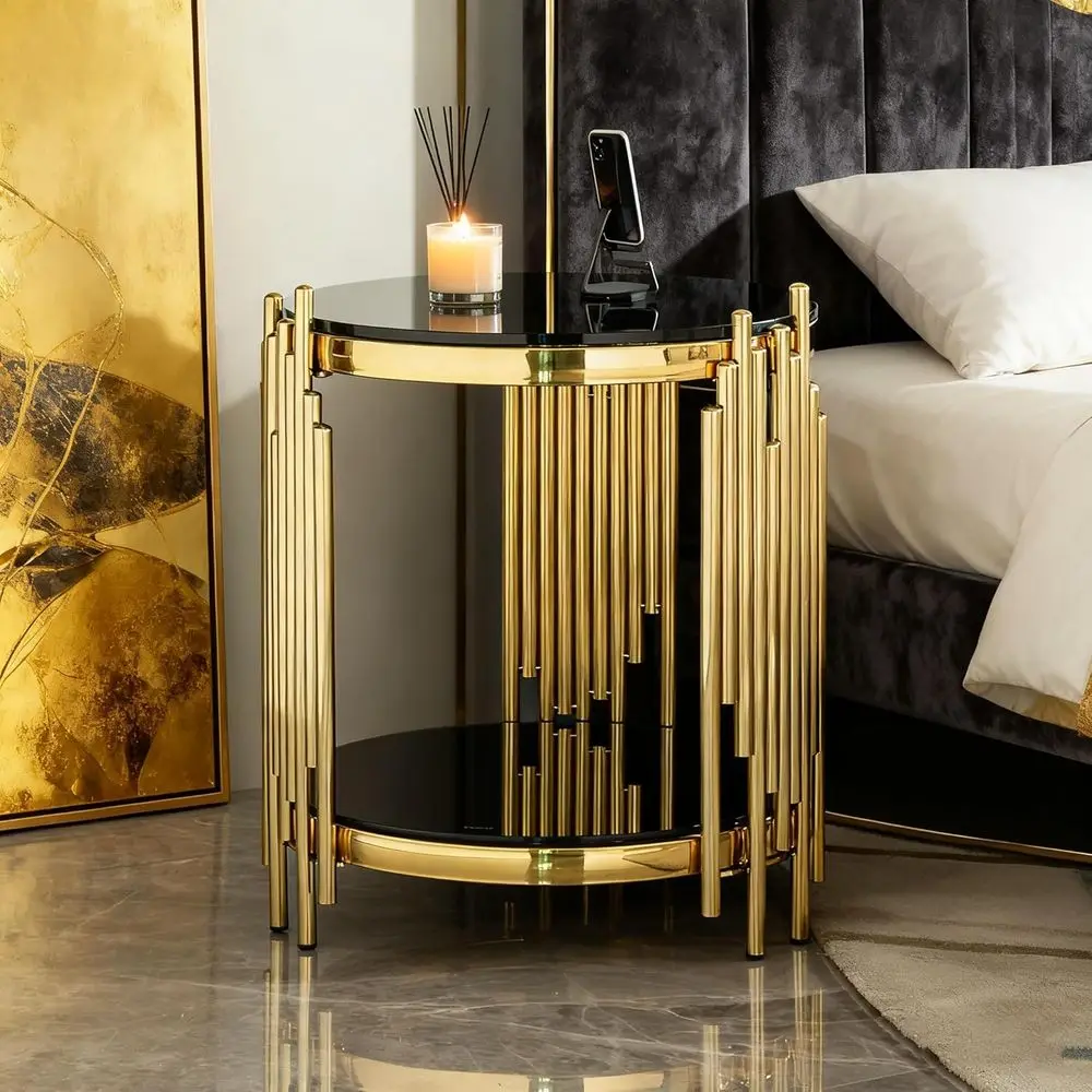 17.72 Modern Round Glass Coffee Table - Black and Gold Accents, Stainless Steel Irregular Legs, Ideal for Living Room or Home Of
17.72 Modern Round Glass Coffee Table - Black and Gold Accents, Stainless Steel Irregular Legs, Ideal for Living Room or Home Of