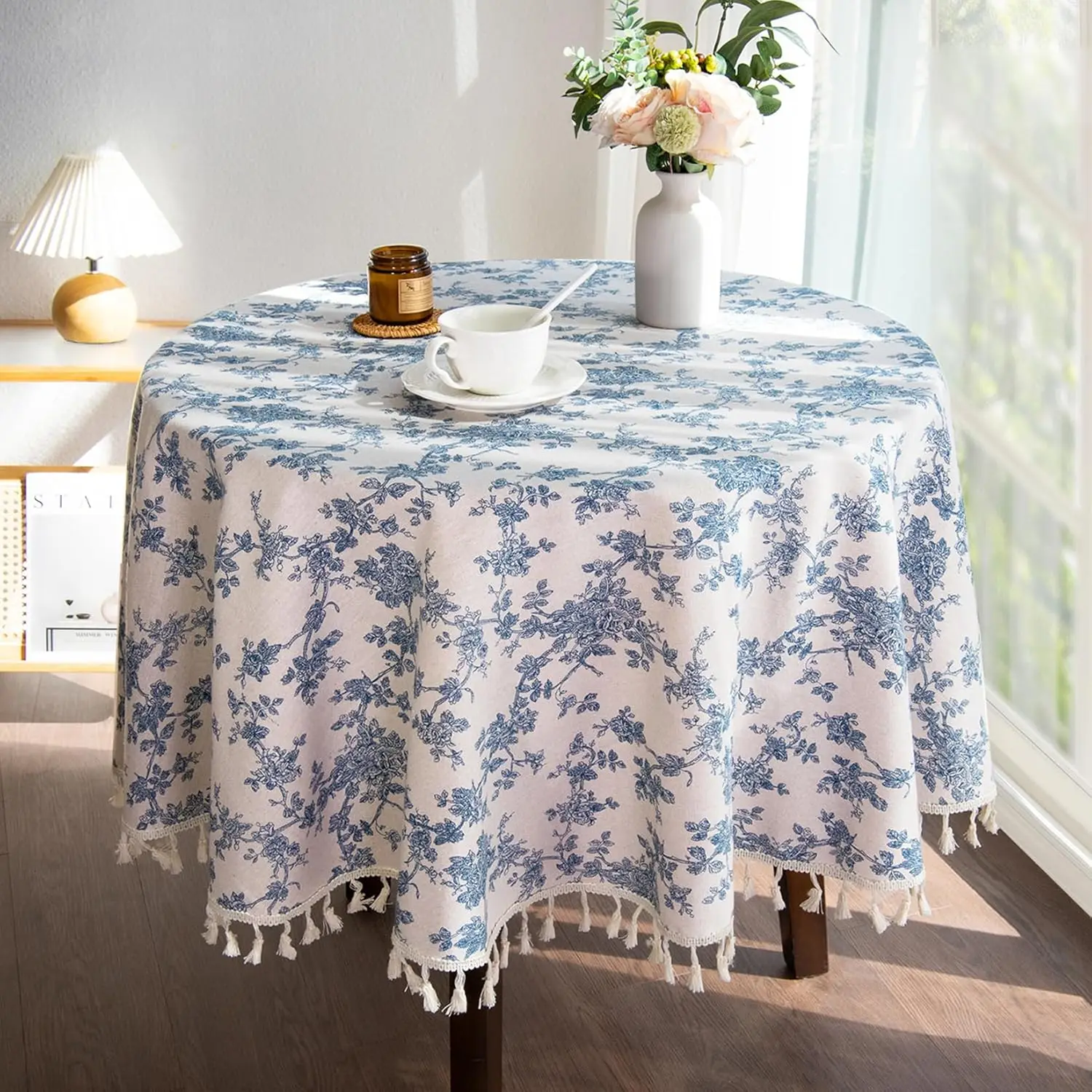 Cotton Linen Floral Round Tablecloth, Washable Vintage Blue Floral Table Cloth for Dining, Wedding, Pastoral Table Cover Decor
Cotton Linen Floral Round Tablecloth, Washable Vintage Blue Floral Table Cloth for Dining, Wedding, Pastoral Table Cover Decor