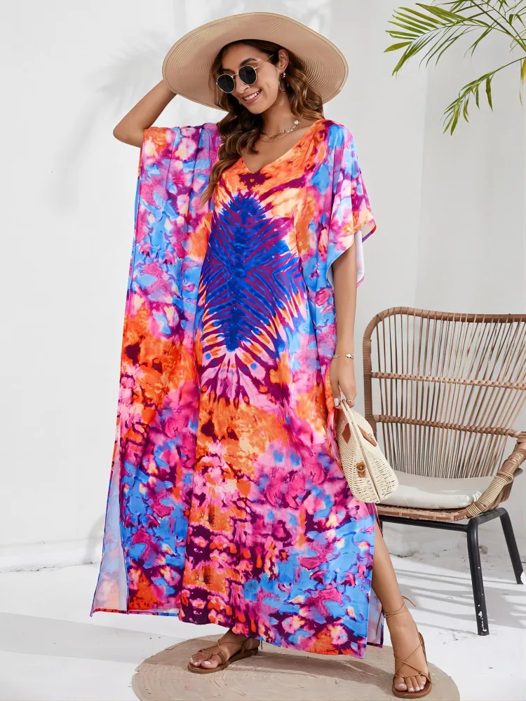 Women's Summer Beach Cover-Up, Quick-Dry, Tie-Dye, Loose Fit, Plus Size, Vacation Kaftan, Beach Dress, Bikini
Women's Summer Beach Cover-Up, Quick-Dry, Tie-Dye, Loose Fit, Plus Size, Vacation Kaftan, Beach Dress, Bikini