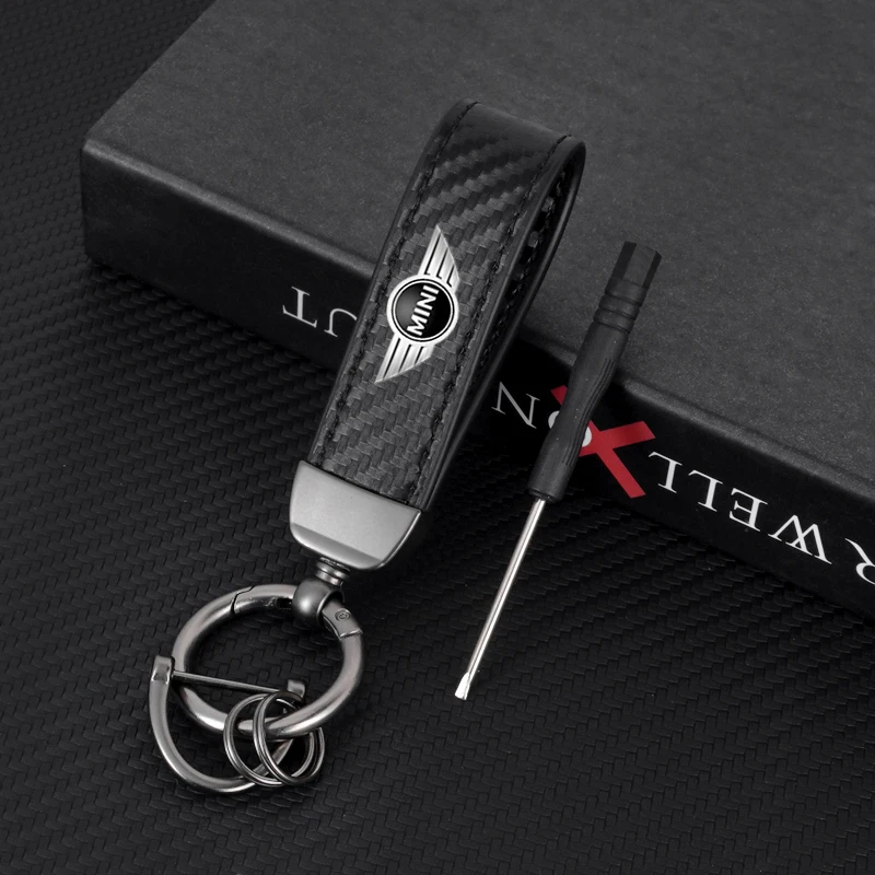 High Quality Leather Car Styling Emblem Key Chain Rings for BMW Mini Cooper Countryman Clubman R55 R56 R60 F54 F55 F56 Accessory