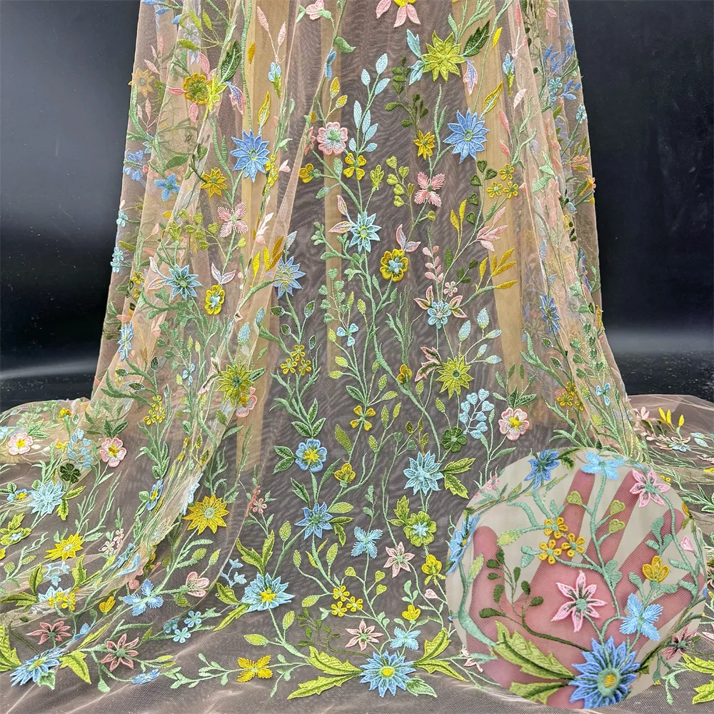 New Color 3D Three-dimensional Mesh Embroidery Flower Lace Fabric for Wedding Evening Dress
New Color 3D Three-dimensional Mesh Embroidery Flower Lace Fabric for Wedding Evening Dress