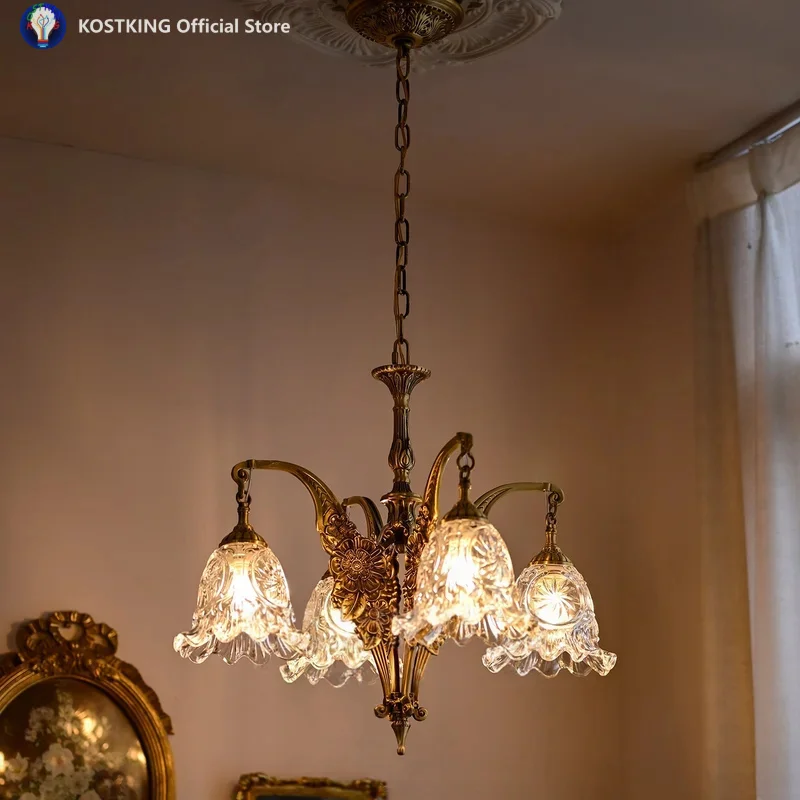 French Retro All Copper Glass Flower Bud Chandelier Pendant Light For Foyer Dining Room Bedroom Hallway Entrance Stairwell
French Retro All Copper Glass Flower Bud Chandelier Pendant Light For Foyer Dining Room Bedroom Hallway Entrance Stairwell