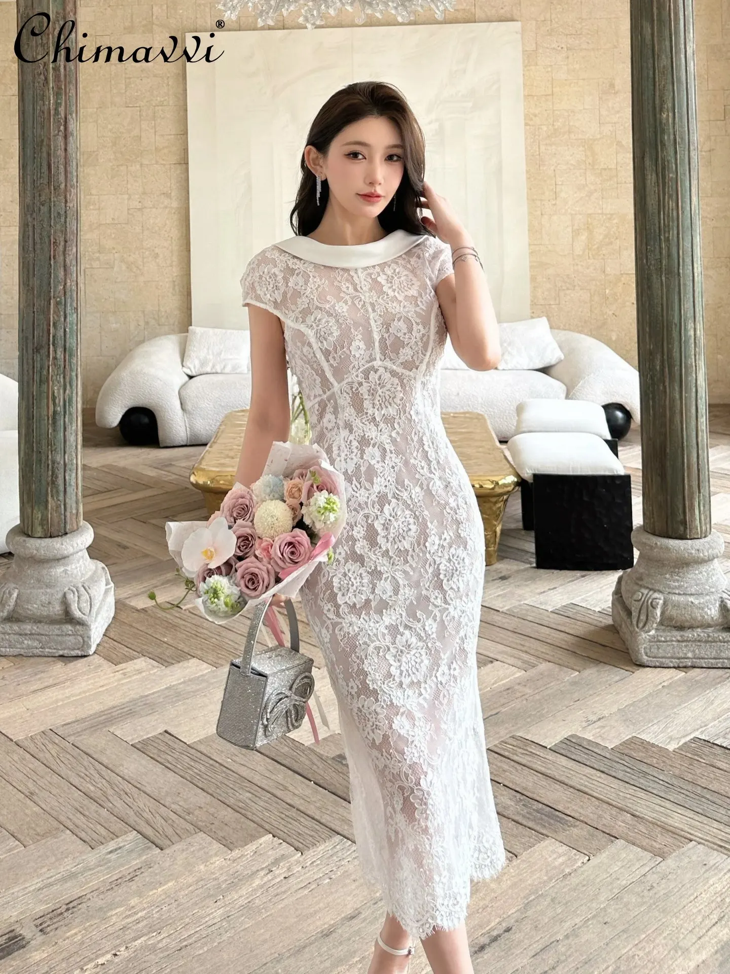 White Lace Sexy Backless Slimming Long Dress Mermaid Style Wedding Engagement Dress for Women 2026 High-end Summer Dresses
White Lace Sexy Backless Slimming Long Dress Mermaid Style Wedding Engagement Dress for Women 2026 High-end Summer Dresses