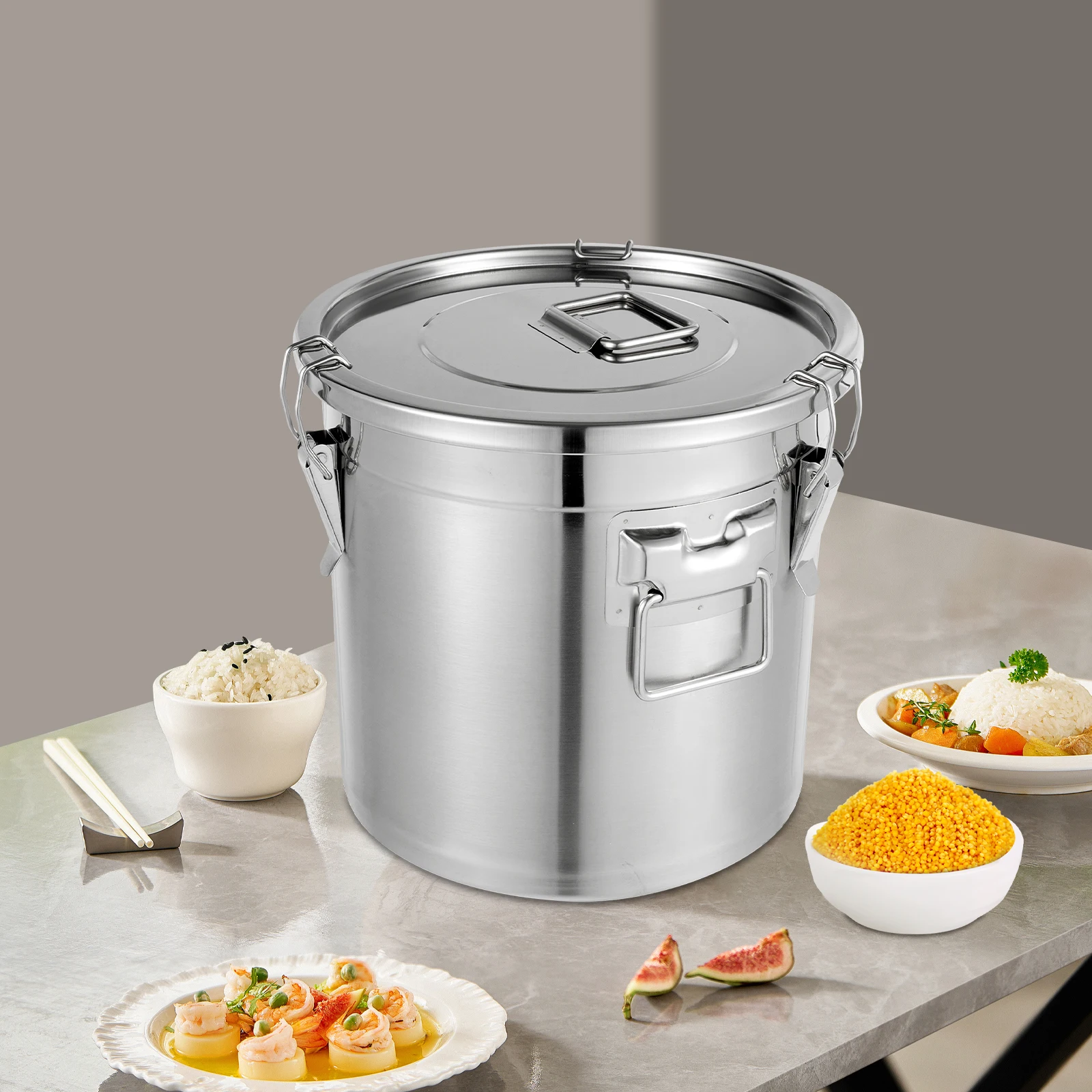 21-литровое ведро с крышкой, герметичный контейнер, кухонный контейнер для круп из нержавеющей стали с фиксирующим зажимом, емкость для хранения муки
21-литровое ведро с крышкой, герметичный контейнер, кухонный контейнер для круп из нержавеющей стали с фиксирующим зажимом, емкость для хранения муки