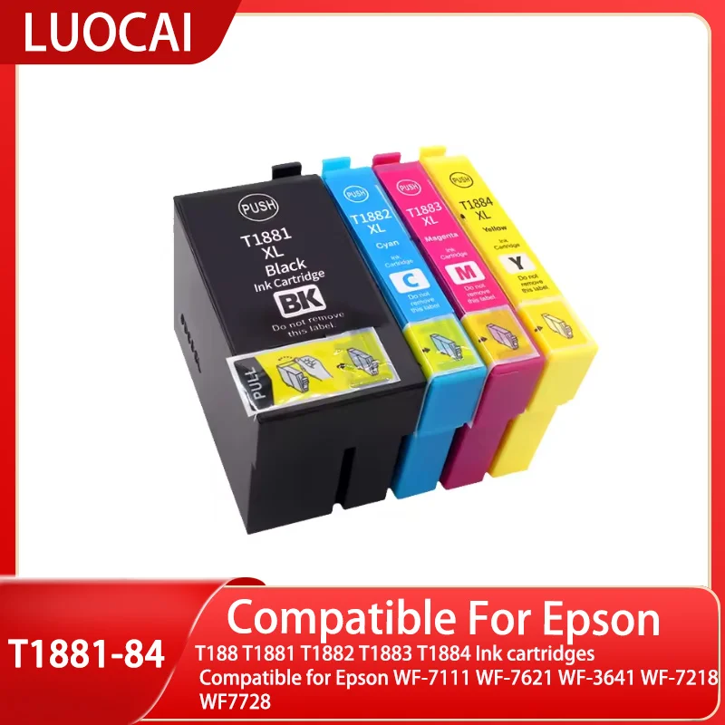 T188 T1881 T1882 T1883 T1884 Ink cartridges Compatible for Epson WF-7111 WF-7621 WF-3641 WF-7218 WF7728
T188 T1881 T1882 T1883 T1884 Ink cartridges Compatible for Epson WF-7111 WF-7621 WF-3641 WF-7218 WF7728