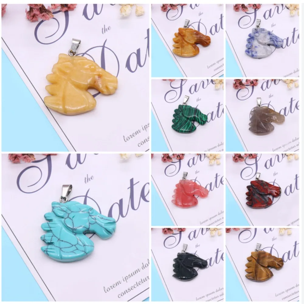 Animal Shape Natural Semi-precious Stone Pendants Horse Head Shape Malachite Blue Turquoise Charms 1pc DIY Necklace Jewelry Gift
Animal Shape Natural Semi-precious Stone Pendants Horse Head Shape Malachite Blue Turquoise Charms 1pc DIY Necklace Jewelry Gift