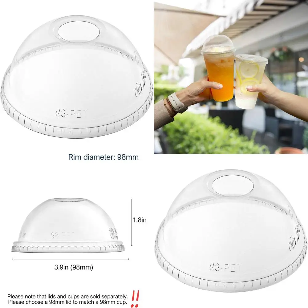 98mm PET Dome Lid for Round Hole Cups, 1000 Pack, Sold Individually
98mm PET Dome Lid for Round Hole Cups, 1000 Pack, Sold Individually