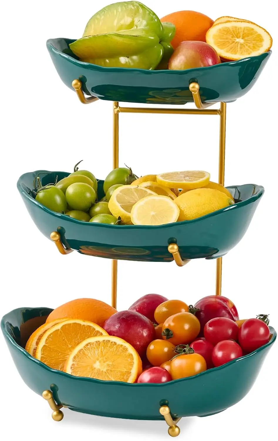 Трехъярусная керамическая фруктовница для кухонной столешницы, многоярусная корзина для подачи еды, темно-зеленая
Трехъярусная керамическая фруктовница для кухонной столешницы, многоярусная корзина для подачи еды, темно-зеленая