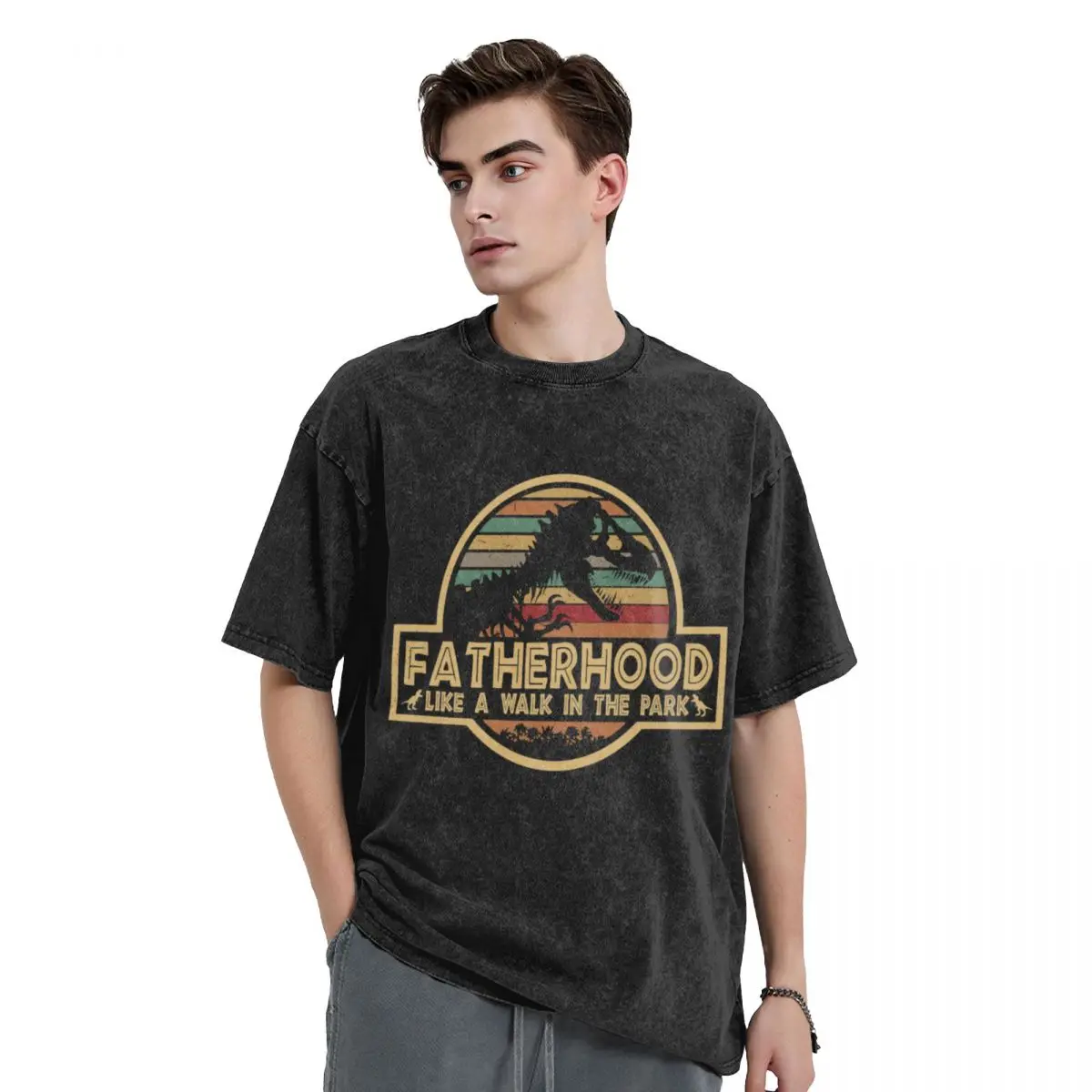 Fatherhood Like A Walk In The Park Retro Vintage T-Rex Dinosaur Father's Day T-Shirt quick drying tops men clothings
Fatherhood Like A Walk In The Park Retro Vintage T-Rex Dinosaur Father's Day T-Shirt quick drying tops men clothings