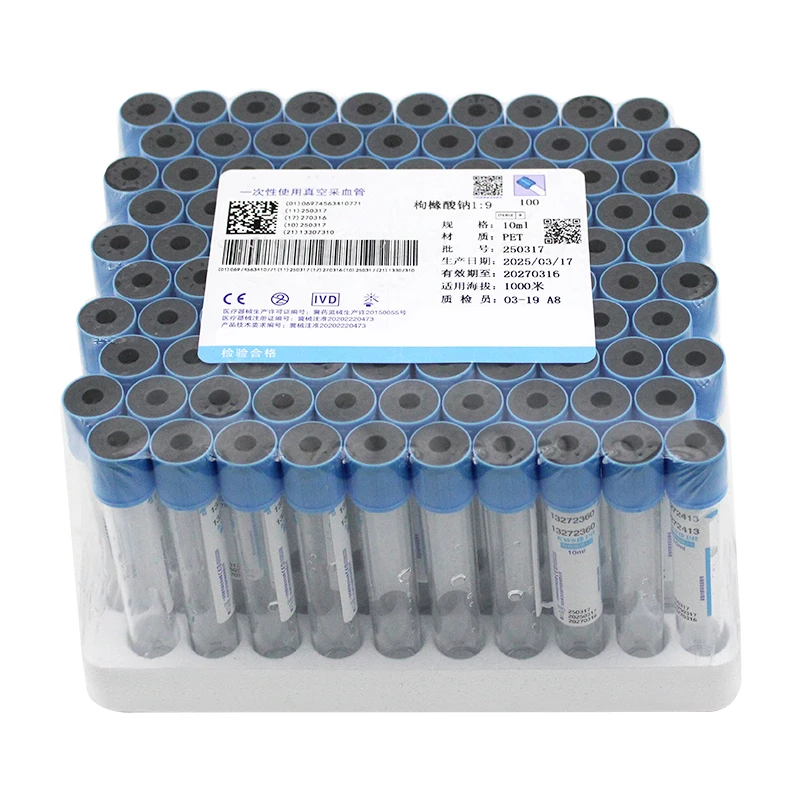 Disposable Sodium Citrate 1:9 Sterile Vacuum Blood Collection Tube 100pcs plastic Tube 10ml
Disposable Sodium Citrate 1:9 Sterile Vacuum Blood Collection Tube 100pcs plastic Tube 10ml