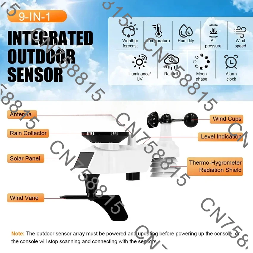 Gauge Wind Speed 8 Channel Supports 0320 Wireless Weather Station Large Digital Display Indoor Outdoor Thermo-hygrometer Rain
Gauge Wind Speed 8 Channel Supports 0320 Wireless Weather Station Large Digital Display Indoor Outdoor Thermo-hygrometer Rain