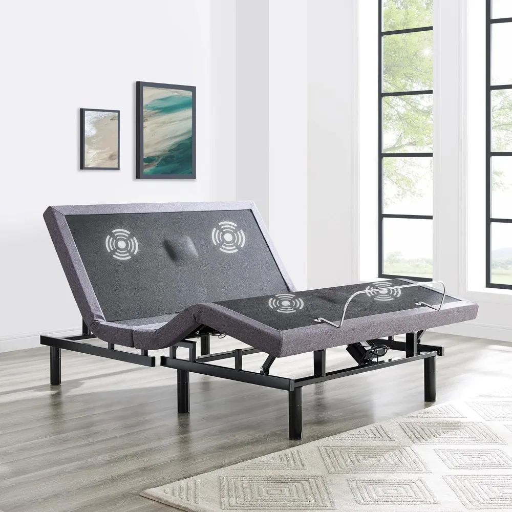Large Adjustable Bed Base with Basic Lumbar Support and Head Tilt, Foot Tilt, Back and Leg Massage, USB Port
Large Adjustable Bed Base with Basic Lumbar Support and Head Tilt, Foot Tilt, Back and Leg Massage, USB Port