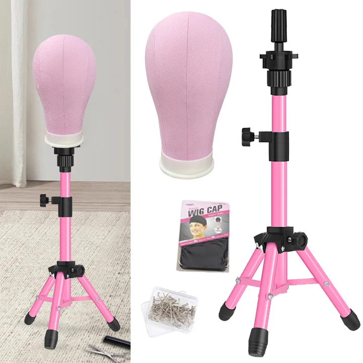 Pink Canvas Block Head Mannequin Wig Head Wig Stand Tripod With Head 22Inch Mannequin Head Wig Display Styling Head With Stand
Pink Canvas Block Head Mannequin Wig Head Wig Stand Tripod With Head 22Inch Mannequin Head Wig Display Styling Head With Stand