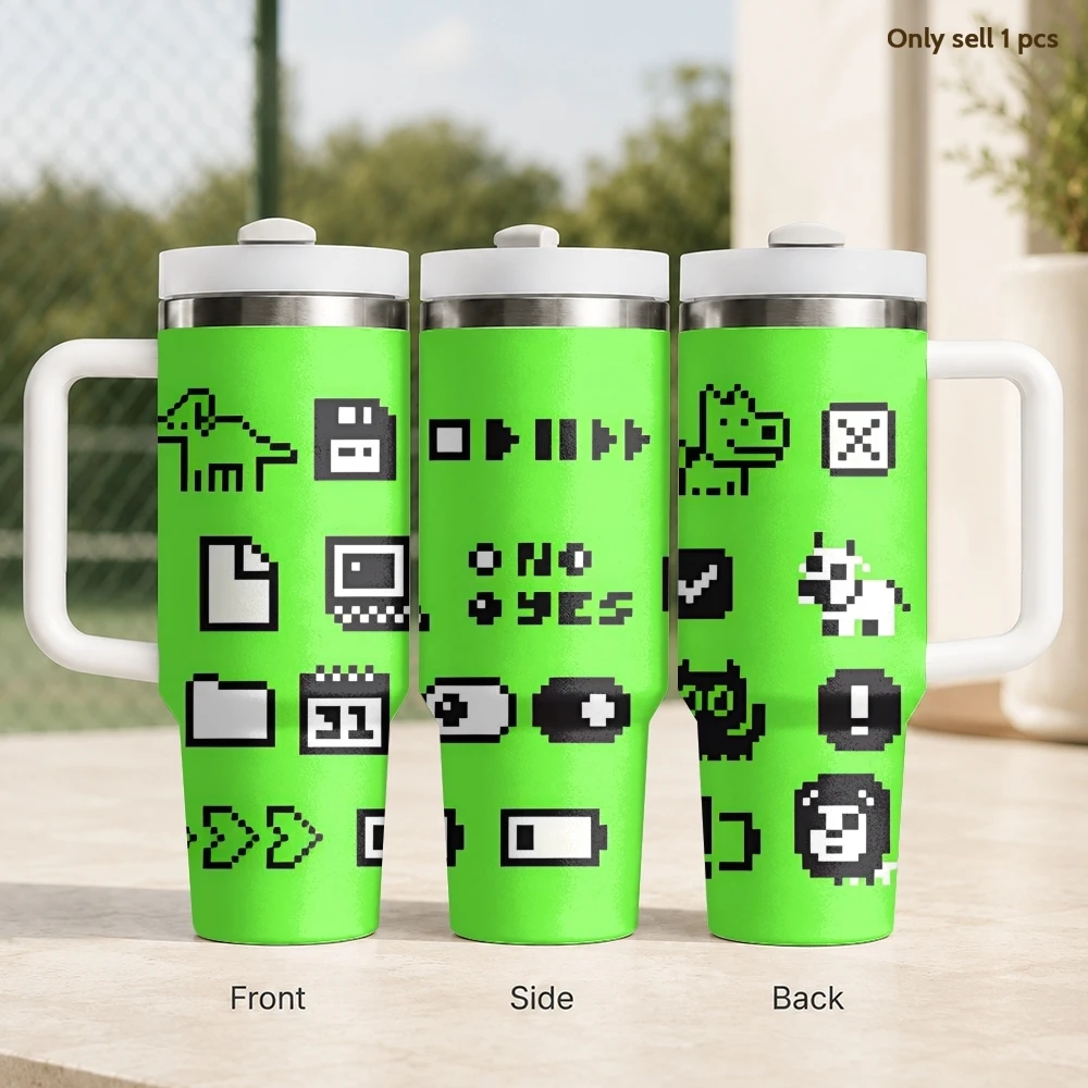 Retro Pixel Art Design Vacuum Flasks 40oz Stainless Steel Insulated Tumbler with Handle Straw Leakproof Cup Daily Travel Mug
Retro Pixel Art Design Vacuum Flasks 40oz Stainless Steel Insulated Tumbler with Handle Straw Leakproof Cup Daily Travel Mug