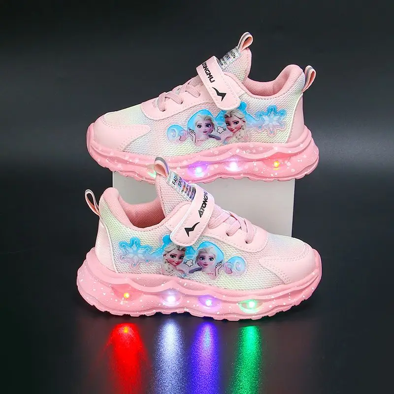 Disney LED Casual Sneakers Pink Purple For Summer Girls Frozen Elsa Princess Outdoor Shoes Children Non-slip Shoes Size 22-36
Disney LED Casual Sneakers Pink Purple For Summer Girls Frozen Elsa Princess Outdoor Shoes Children Non-slip Shoes Size 22-36