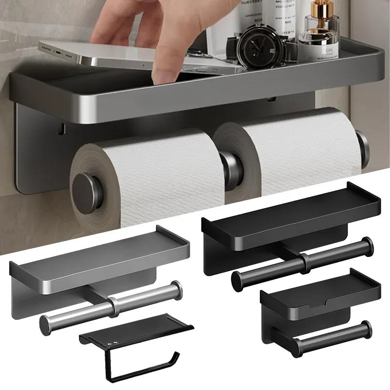 Aluminum alloy Toilet paper holder Toilet Paper Holder Wall-Mounted WC Paper Phone Holder Shelf Towel Roll shelf Accessories
Aluminum alloy Toilet paper holder Toilet Paper Holder Wall-Mounted WC Paper Phone Holder Shelf Towel Roll shelf Accessories