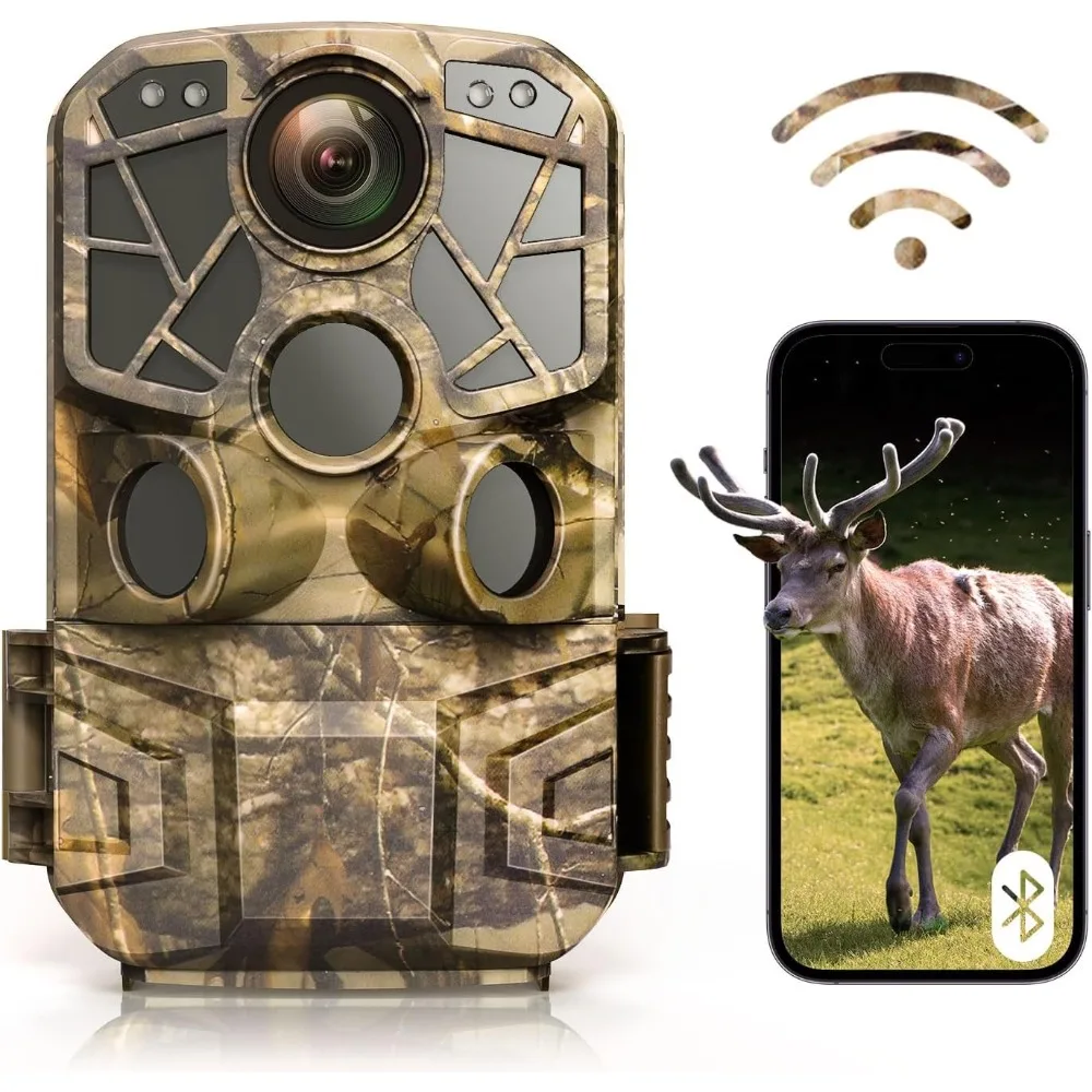 WiFi Tracking Camera, 32MP 2.7K 30fps Camera, Lightless Night Vision IP66 Waterproof 65ft 120° Sport Activated Hunting Camera
WiFi Tracking Camera, 32MP 2.7K 30fps Camera, Lightless Night Vision IP66 Waterproof 65ft 120° Sport Activated Hunting Camera