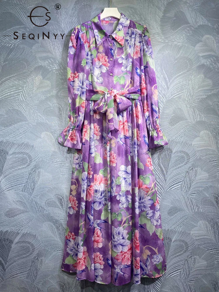 SEQINYY Elegant Purple Dress Midi Summer Spring New Fashion Design Women Runway High Street Vintage Flower Print Belt Holiday
SEQINYY Elegant Purple Dress Midi Summer Spring New Fashion Design Women Runway High Street Vintage Flower Print Belt Holiday