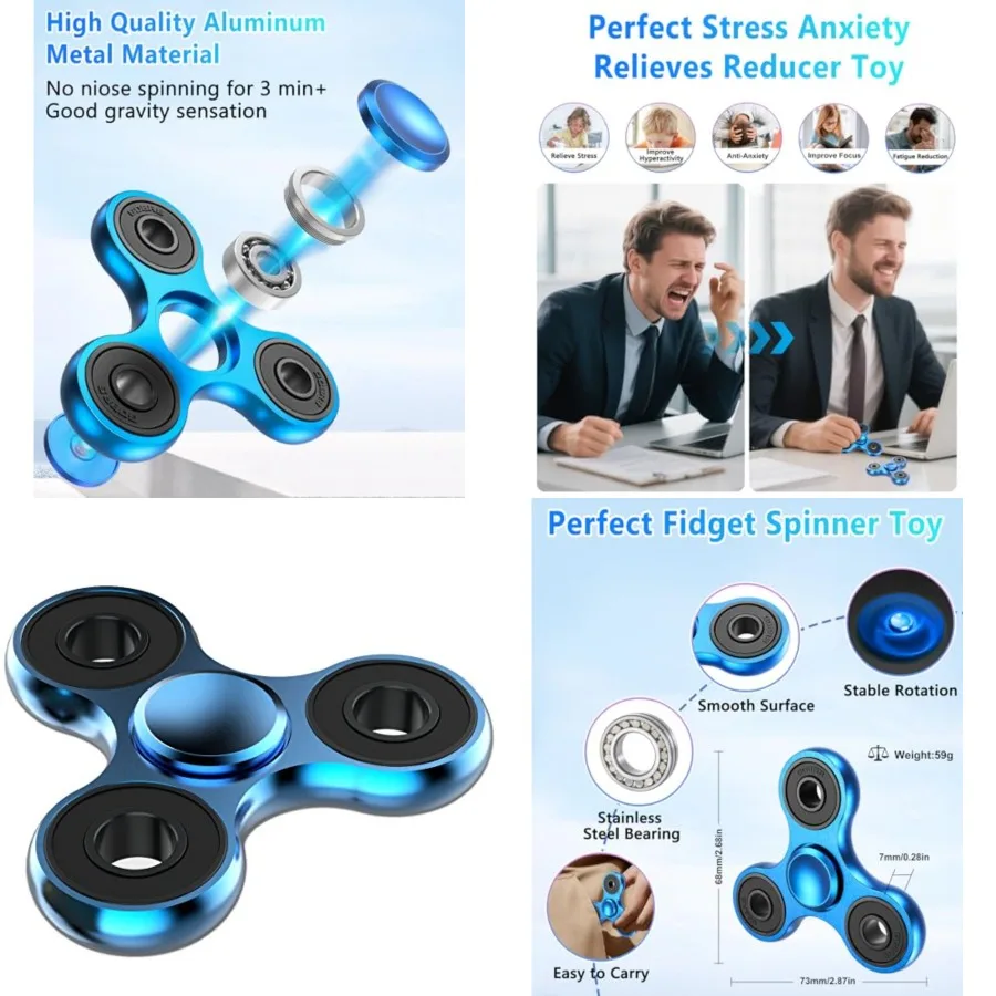 Fidget Spinner Toy Ultra Durable Stainless Steel Bearing High Speed 2-5 Min Spins Precision Brass Material Hand spinner EDC ADHD Focus Anxiety Stress Relief Boredom Killing Time Toys
Fidget Spinner Toy Ultra Durable Stainless Steel Bearing High Speed 2-5 Min Spins Precision Brass Material Hand spinner EDC ADHD Focus Anxiety Stress Relief Boredom Killing Time Toys