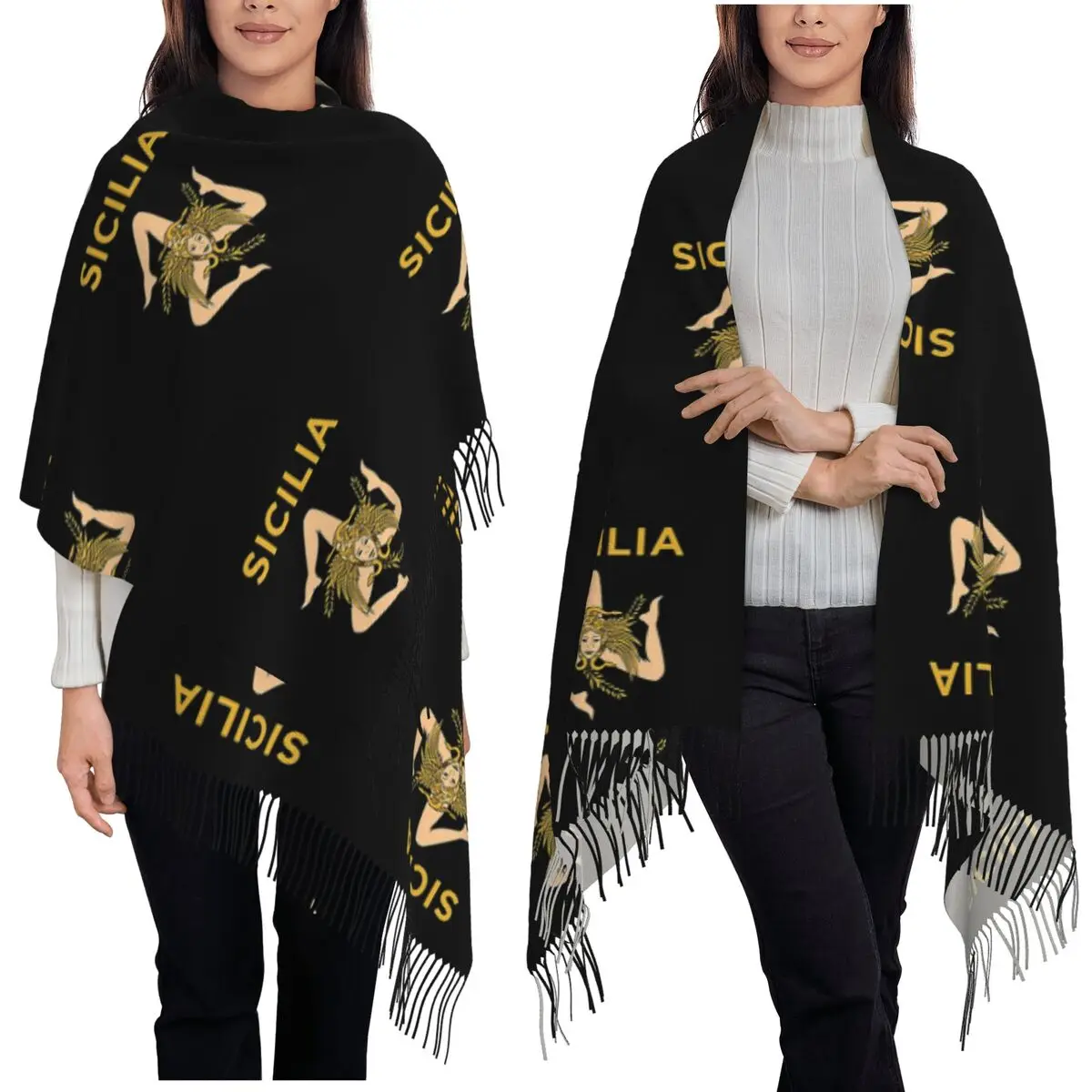 Sicily Trinacria Scarf Tassel Scarves for Women Soft Warm Shawls and Wraps Large Fall Winter Shawl Wrap
Sicily Trinacria Scarf Tassel Scarves for Women Soft Warm Shawls and Wraps Large Fall Winter Shawl Wrap