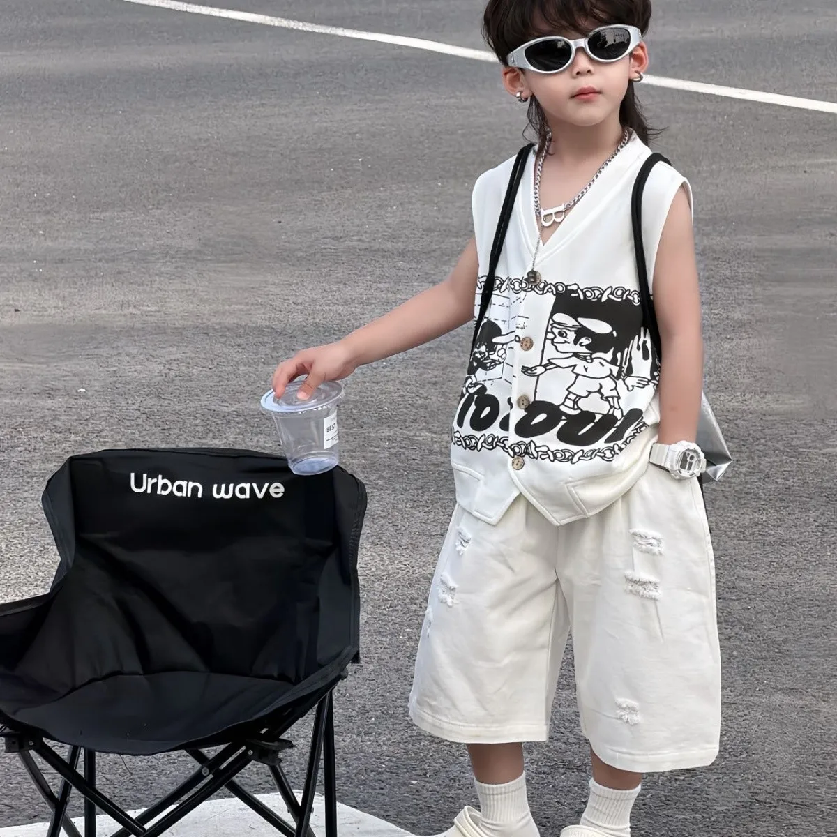 Boys Summer Clothing Sets New Arrival Sleeveless Vest and Ripped Shorts Suit 2 Piece Kids Toddler Fashion Outfit
Boys Summer Clothing Sets New Arrival Sleeveless Vest and Ripped Shorts Suit 2 Piece Kids Toddler Fashion Outfit
